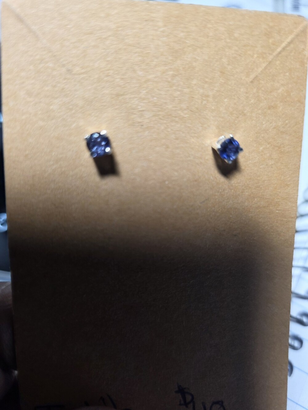 Classic Round Blue Iolite Gem Stud Earrings -